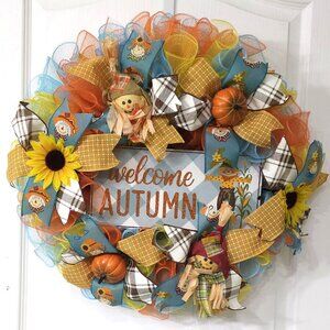 🍁 Welcome Autumn Scarecrow Wreath 🌻🎃